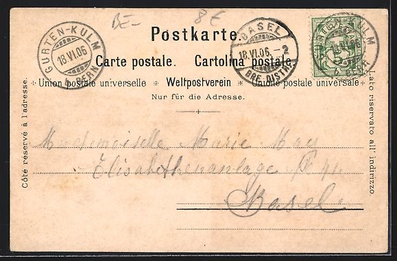 Cartoline postali: Bern / Guten-Kulm, Teilansicht mit Berge – Usato da Berlin venduto da bartko-reher 1
