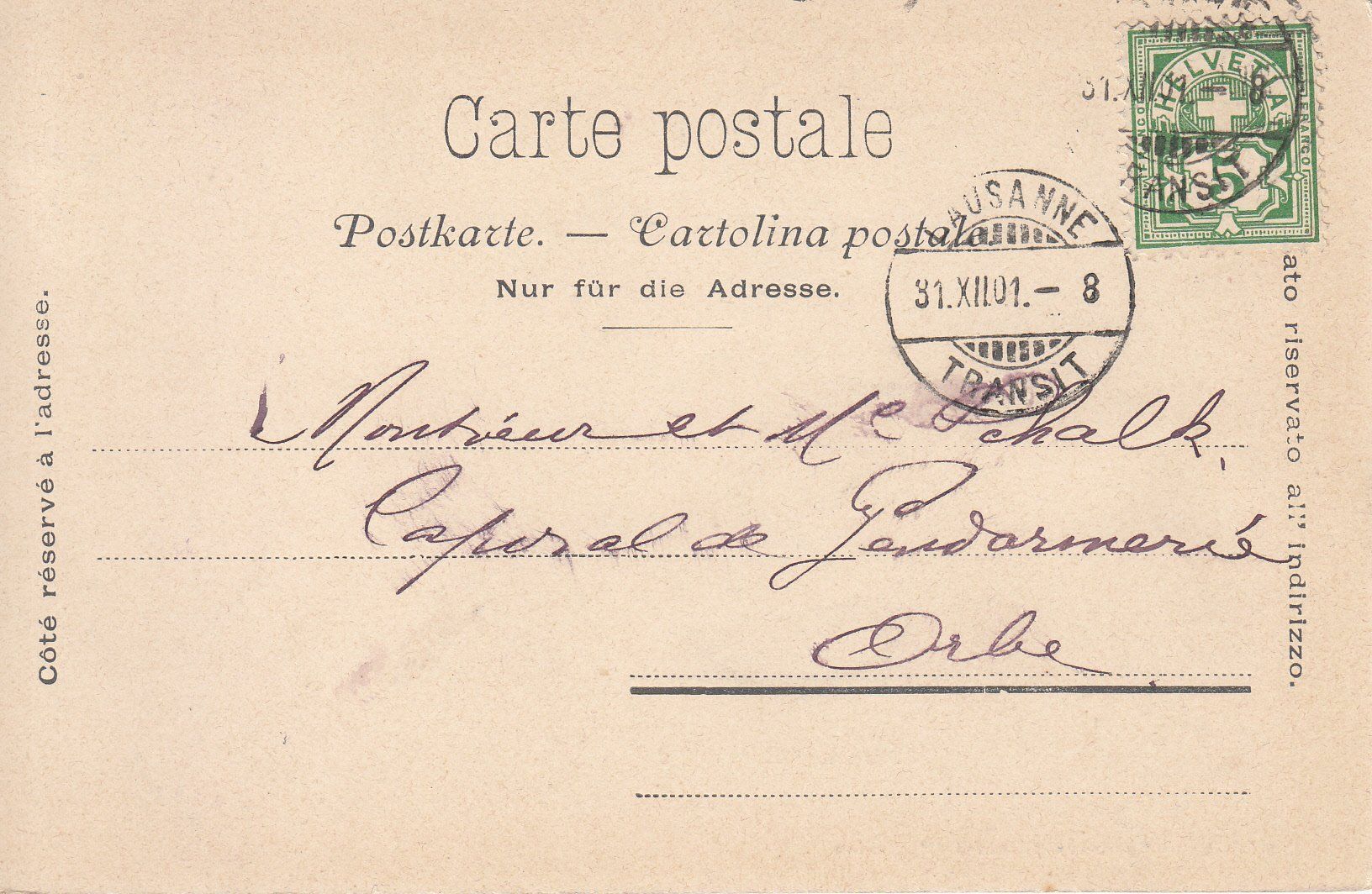 Cartoline postali: Lausanne 1901 – Usato da Bürglen TG venduto da StampGraf 1