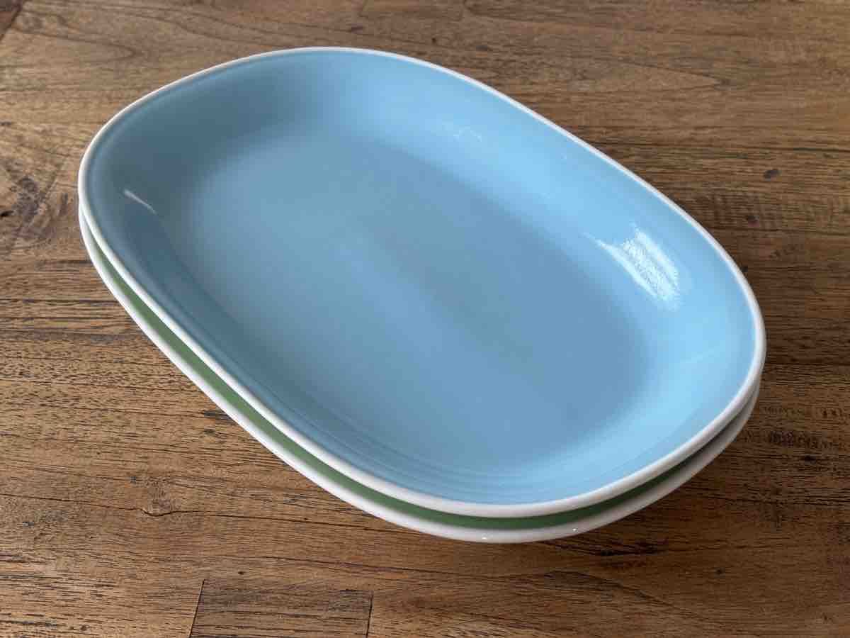 Rössler Servierplatten: 2 Rössler Platten oval hellblau und grün, top 28cm – Neu (gemäss Beschreibung) aus Kreuzlingen von Lemmine 7