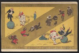 Chromo Chocolat Louit Frères: Clowns équilibristes (1910)