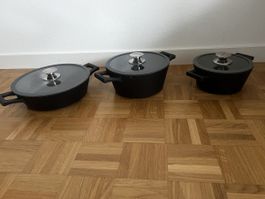 DUKA Topfset 3-teilig, grau, antihaftbeschichtet