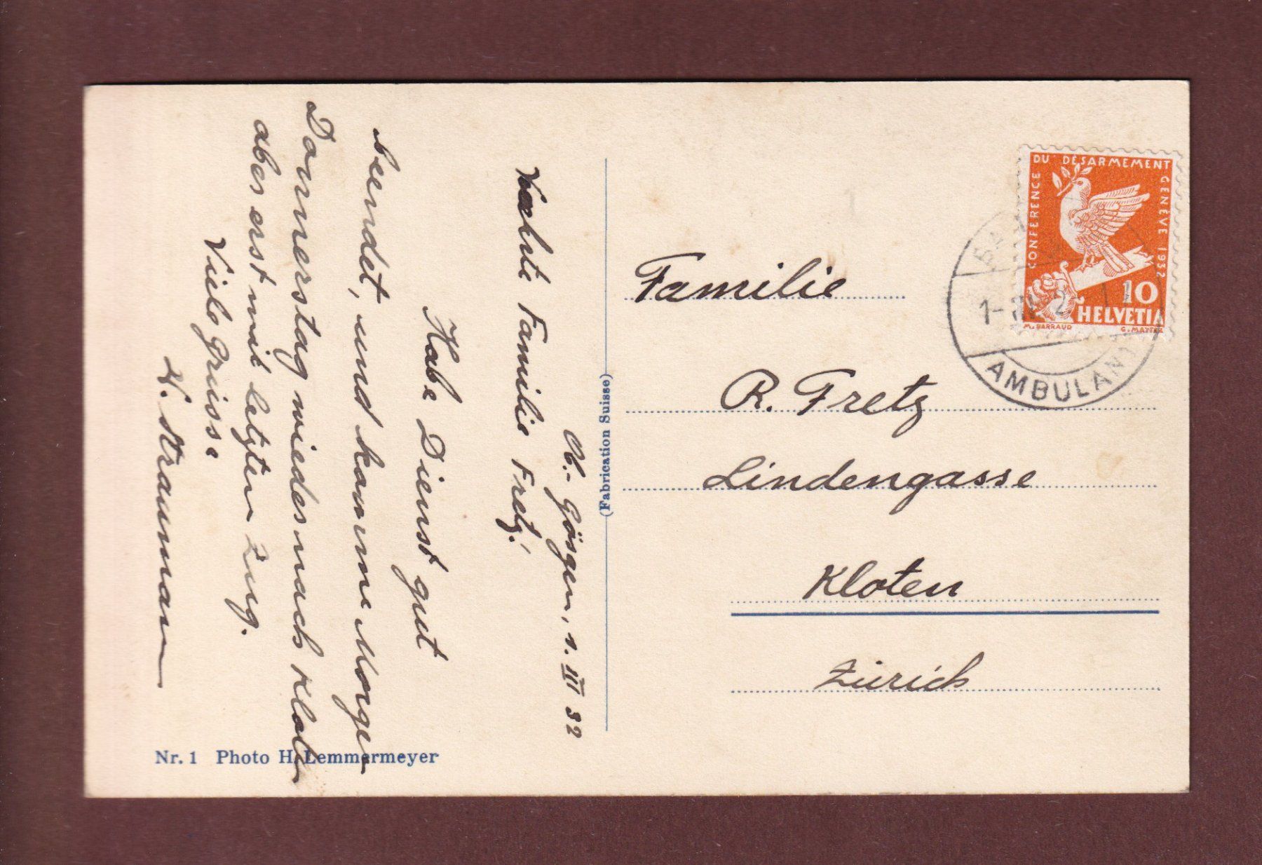 Cartes postales: OBERGÖSGEN - Kirche - 1932 – D'occasion à Pully par nicecards-shop 1