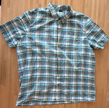 Hemd - SCHOEFFEL Kurzarm grau blau gelb kariert ca Gr. XXL