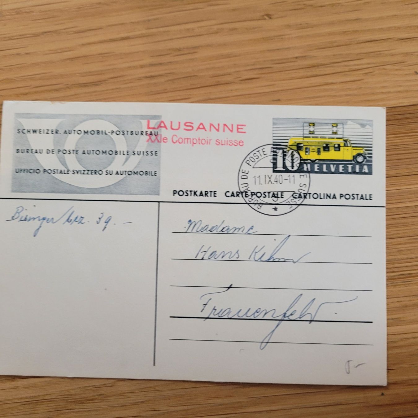 Tutti i francobolli: GS Karte Lausanne 1940 – Usato da Biel/Bienne venduto da Destockweb