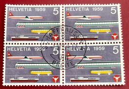 4 er Block Nr.343 Verkehrshaus Luzern mit Stempel 