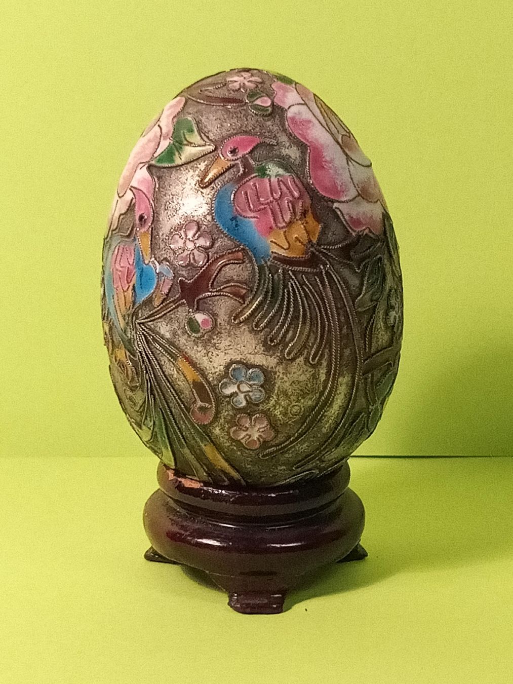Tutte le decorazioni: Hübsches Cloisonné- Ei  Chinesisch mit Holzständer. – Usato da basel venduto da markusb07 3