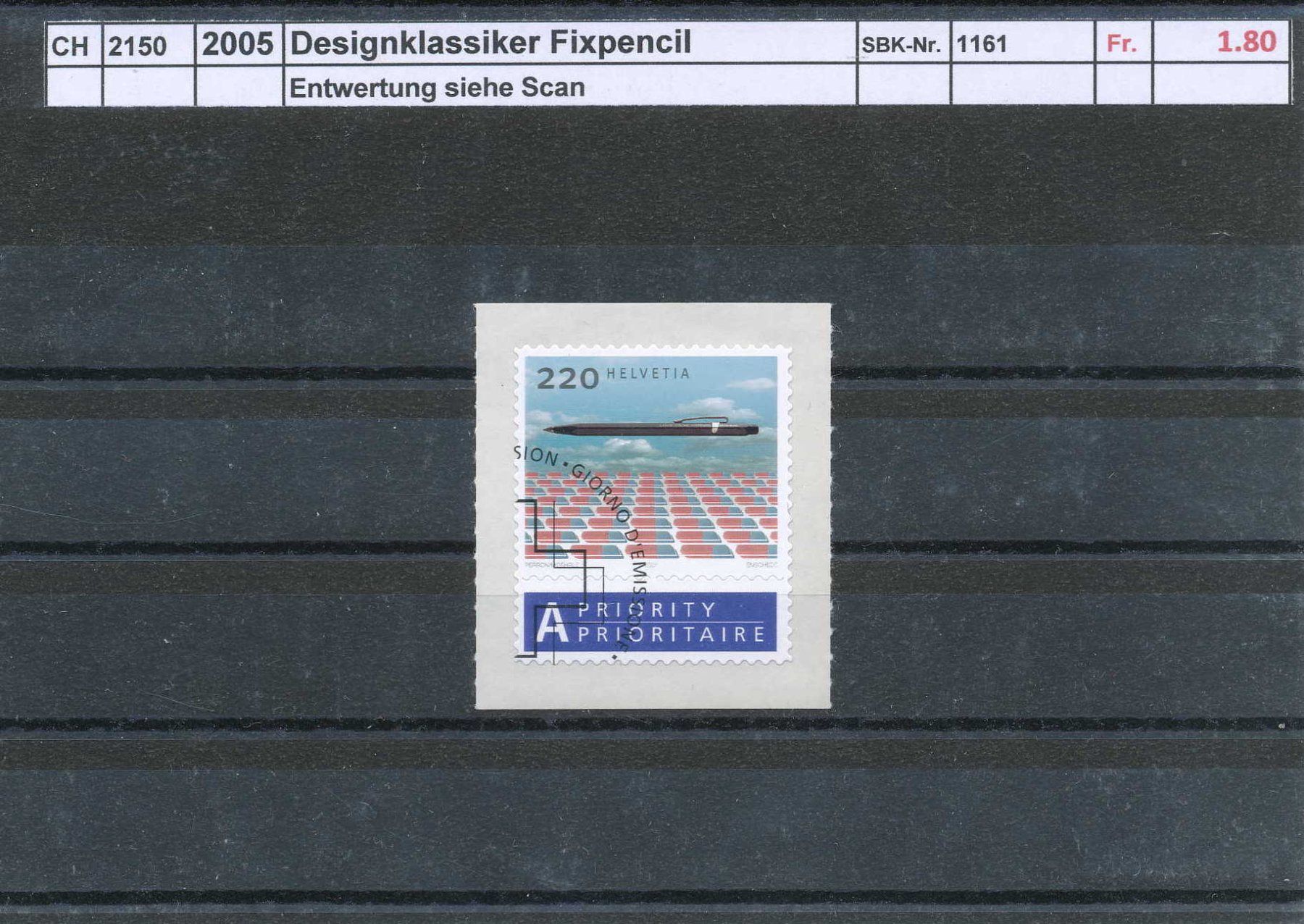 Alle Briefmarken: 2005 "Designklassiker - Fixpencil", gestempelt – Gebraucht aus Winterthur von Zupogeru
