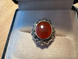 Vintage Silberring 925 mit Markasiten und Karneol