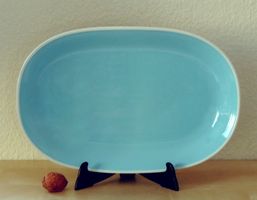 Plat rectangulaire en porcelaine bleue, Rössler, 1950-1960s
