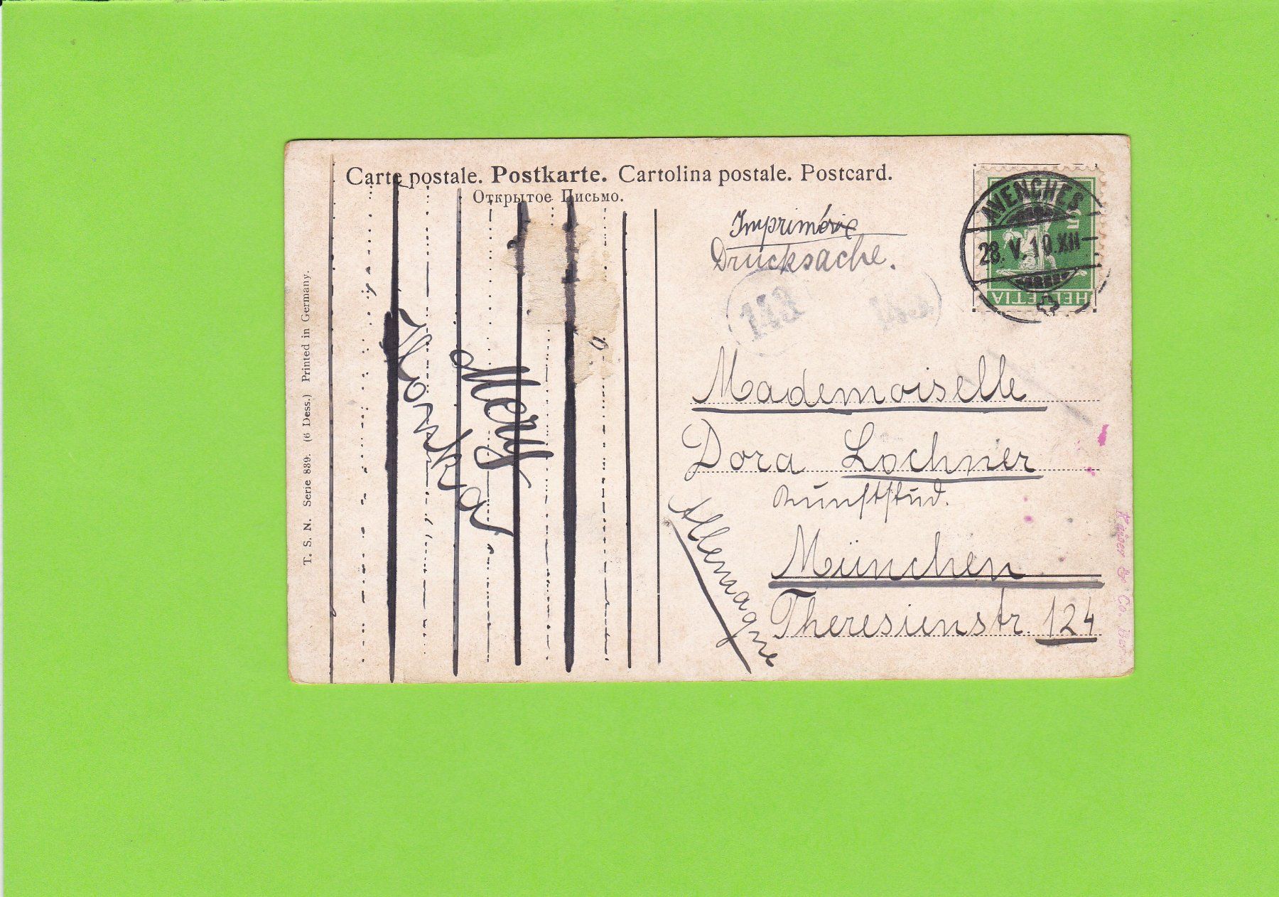 Cartoline postali: 1910 ab Avenches – Usato da St. Peterzell venduto da neckertal 1