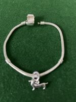 Silber Armband 925 mit Dackel Anhänger 19 cm.Neu