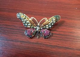 5x Brosche Schmetterling - Broche papillon Strass