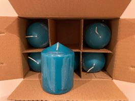 Kerzen/Stumpenkerzen/Türkis/6er Pack/Neu/OVP