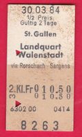 KARTON BILLETT, ST.GALLEN - WALENSTADT,2.KLASSE,EINFACH,HALB