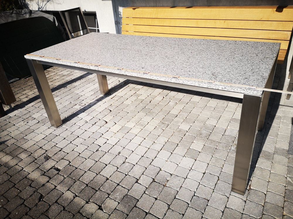 Gartentisch Granit/Edelstahl 185x85cm Kaufen auf Ricardo