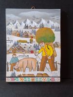 Mini Bild Winter Bueb Schwein Bauern ** 55