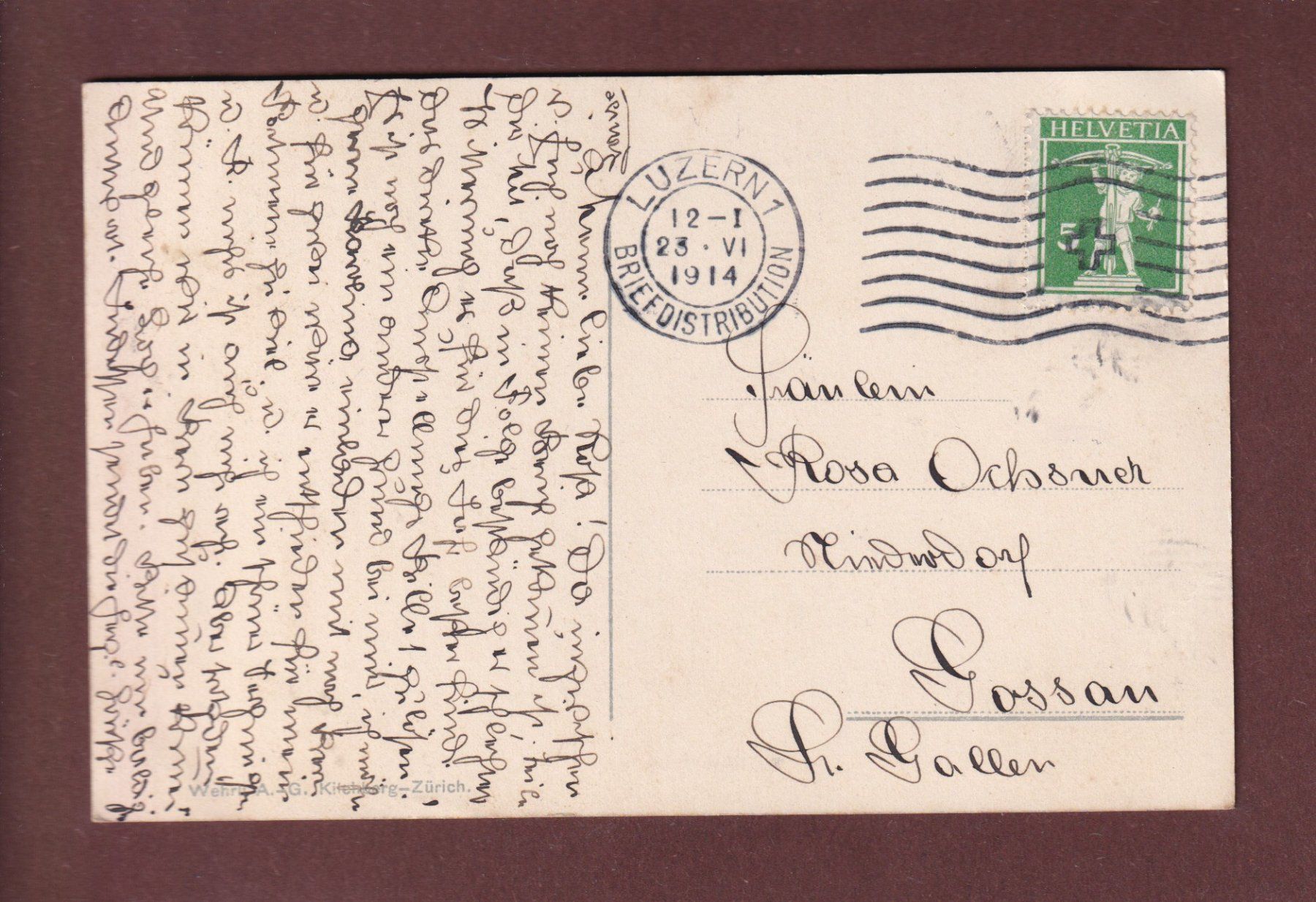 Cartoline postali: LUZERN - Gletschergarten - 1914 – Usato da Pully venduto da nicecards-shop 1
