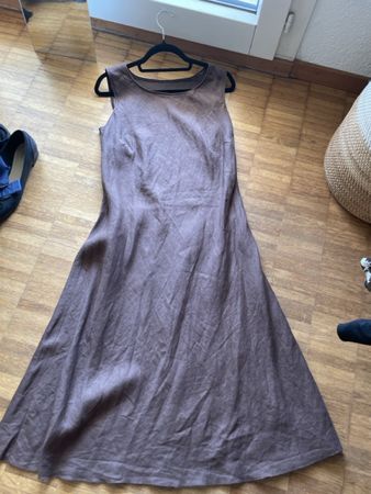 Brown linen dress size 38 sleeveless used