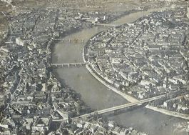 BASEL Die vier Rheinbrücken - Flugaufnahme