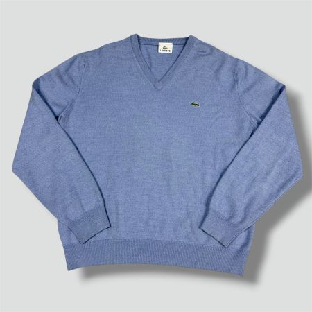Lacoste baby blue v-neck wool sweatshirt retro strickpullove