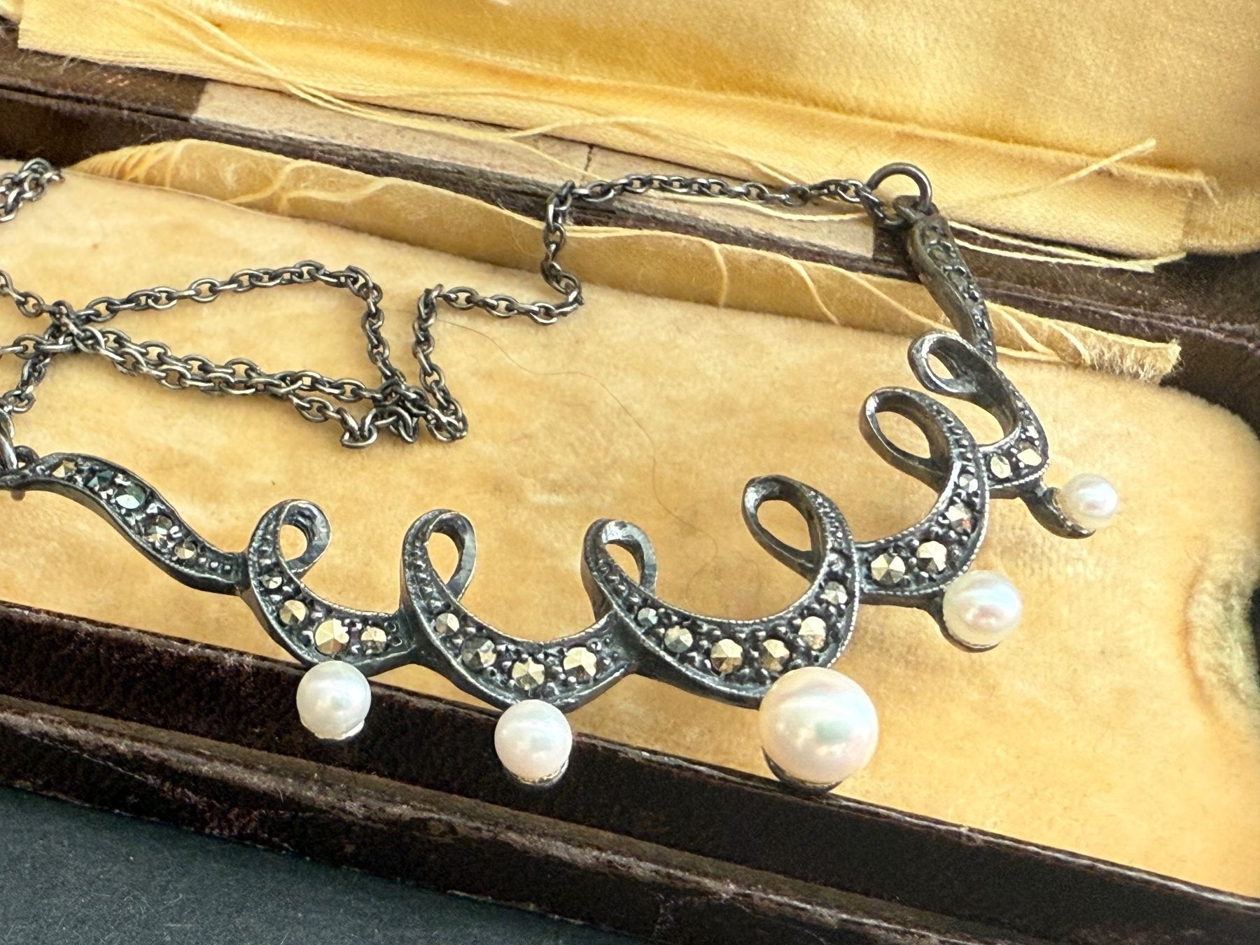 Catenine: Antike Silber Kette mit Akoja Perlen 925 – Usato da Spiegel b. Bern venduto da Rogger72