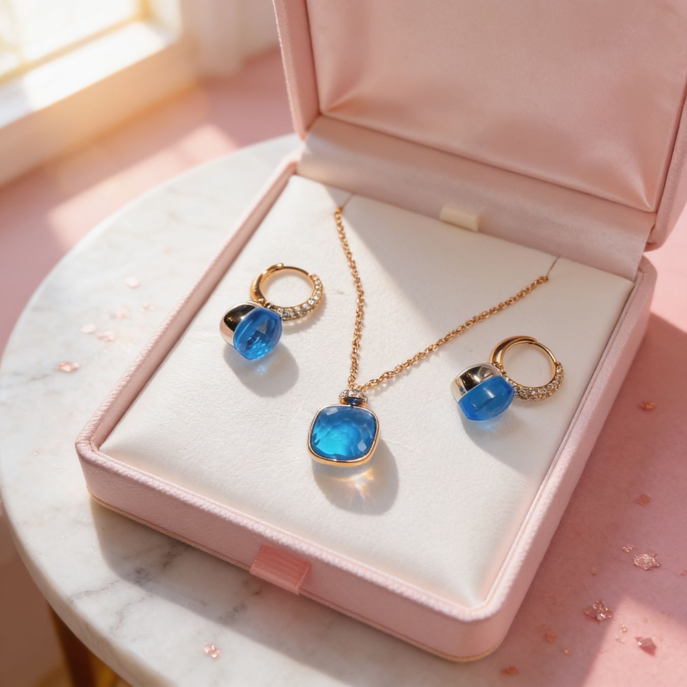 Altri gioielli: Joli ensemble collier et boucles d'oreilles Bleus – Nuovo e nell'imballaggio originale da St-Maurice venduto da Sandrinette123 3