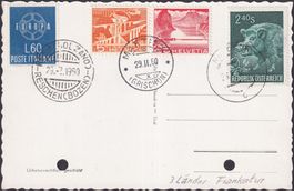 1960, 3-Länder-Frankatur: Nauders, ITALIEN +CH +ÖSTERREICH !