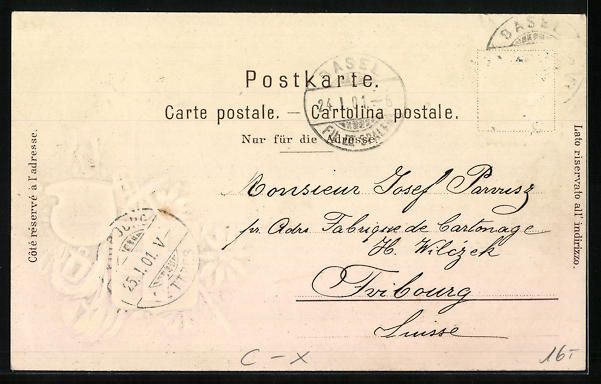 Cartoline postali: Passepartout-Lithographie Basel, Pfalz m – Usato da Berlin venduto da bartko-reher 1
