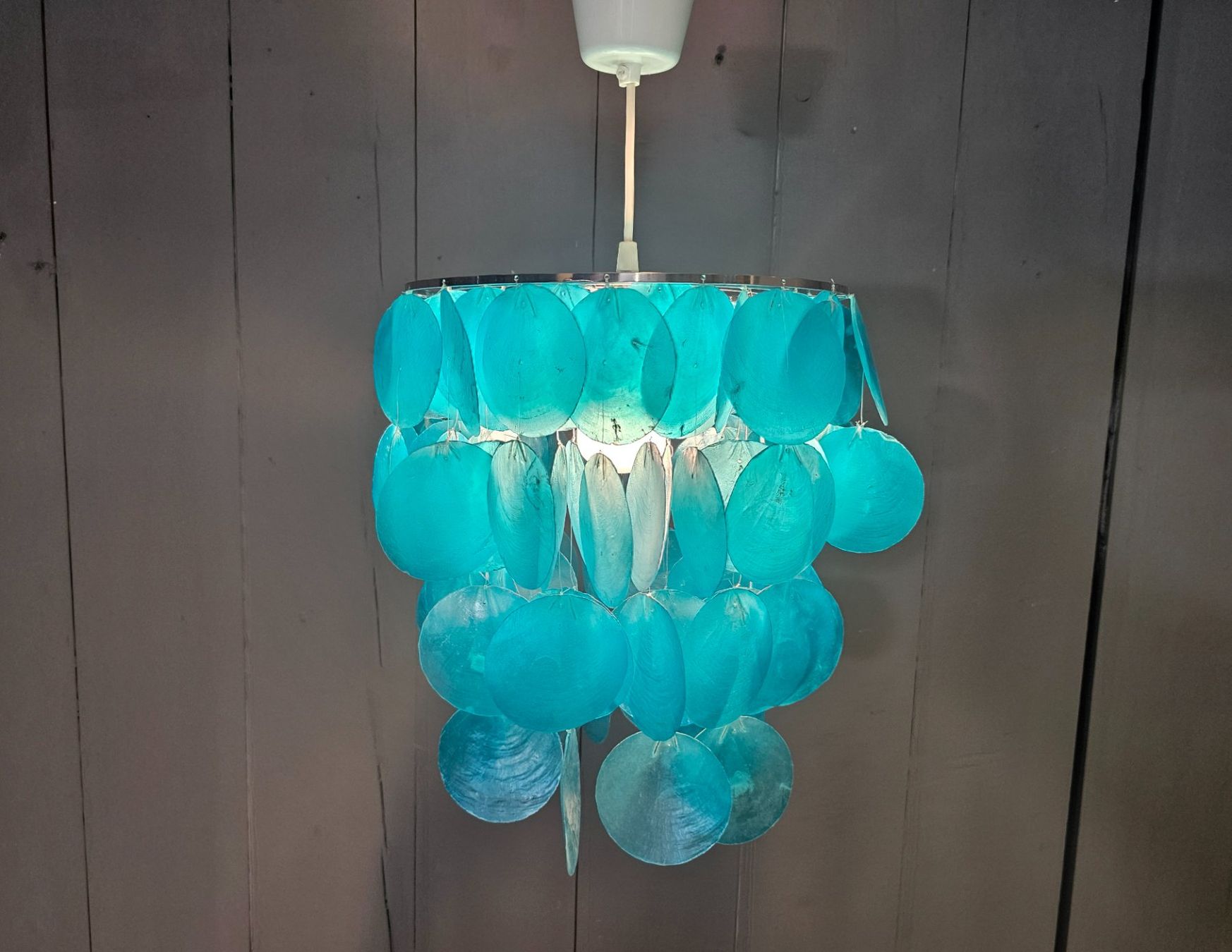 Lustres & lampes de plafonds: Perlmutt - Shell Hängelampe Hängeleuchte Pendelleuchte blau – D'occasion à Nottwil par Wondewa-Shop 6