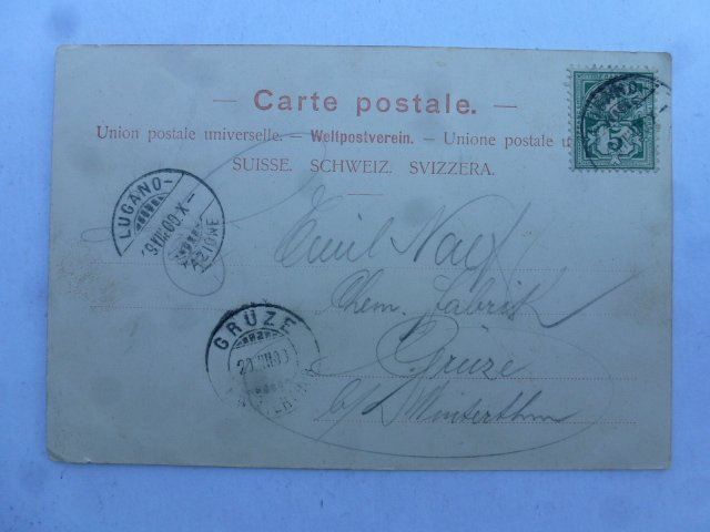 Cartoline postali: AK Lugano e Monte Salvatore 1900 – Usato da Walkringen venduto da Casablanca777 1