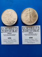 USA 2 American Eagle 1992 Silber 999/1000 ( stg )