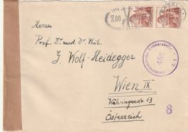 Zensurbrief nach Wien 1949