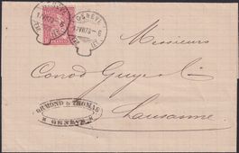 1878, Sackstempel von GENEVE nach LAUSANNE auf Nr.38, toll!