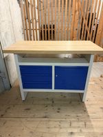 Werkbank mit Holzplatte 3 Schubladen abschliessbar gebraucht