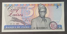 5 ZAÏRES / ZAÏRE 1985 (BANKFRISCH)