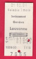 KARTON BILLETT, GENÈVE - LAUSANNE, 1.KLASSE, RETOUR
