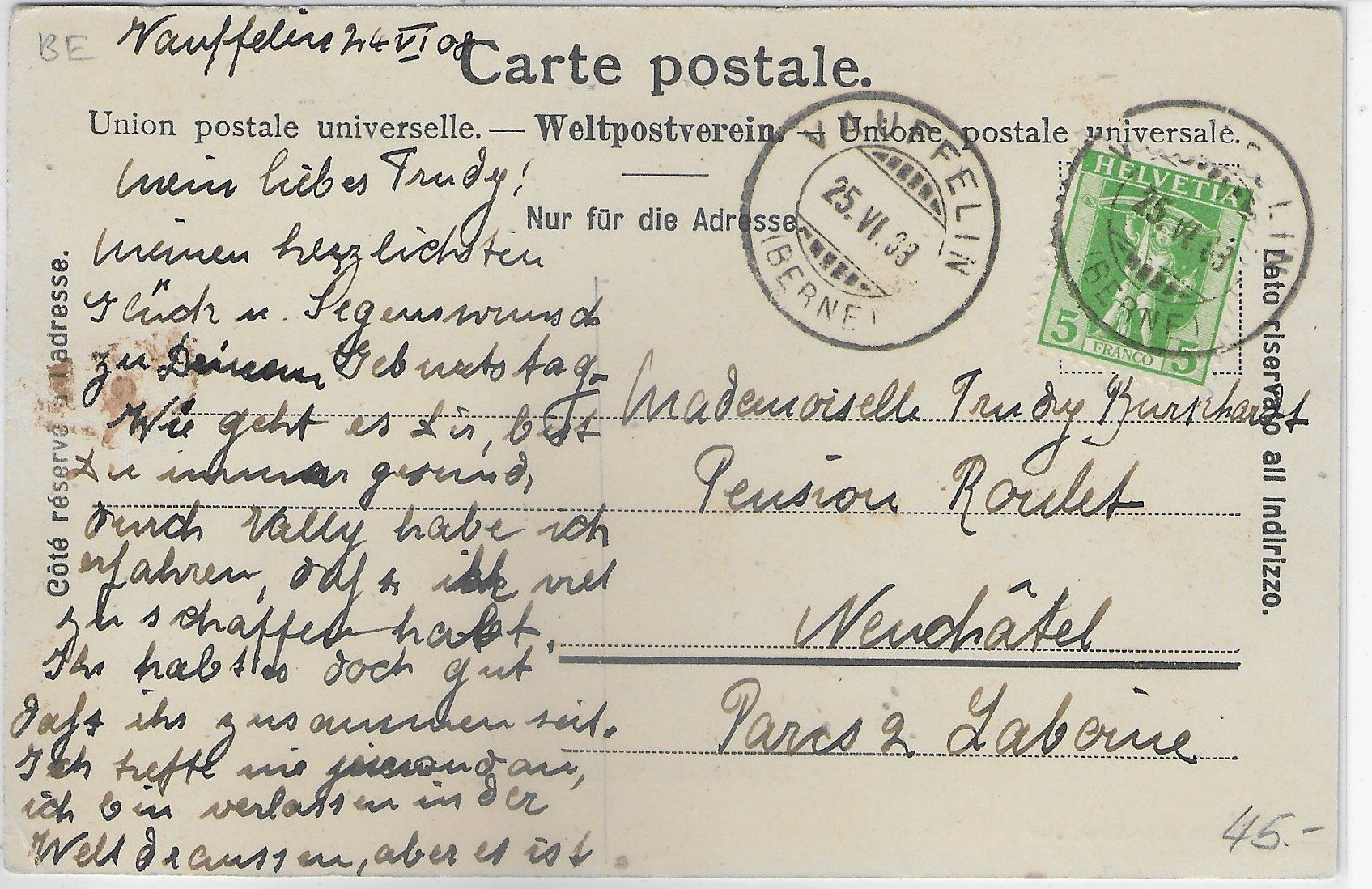 Cartoline postali: Chapelle de Vauffelin – Usato da Ettingen venduto da Kartenplanet 1