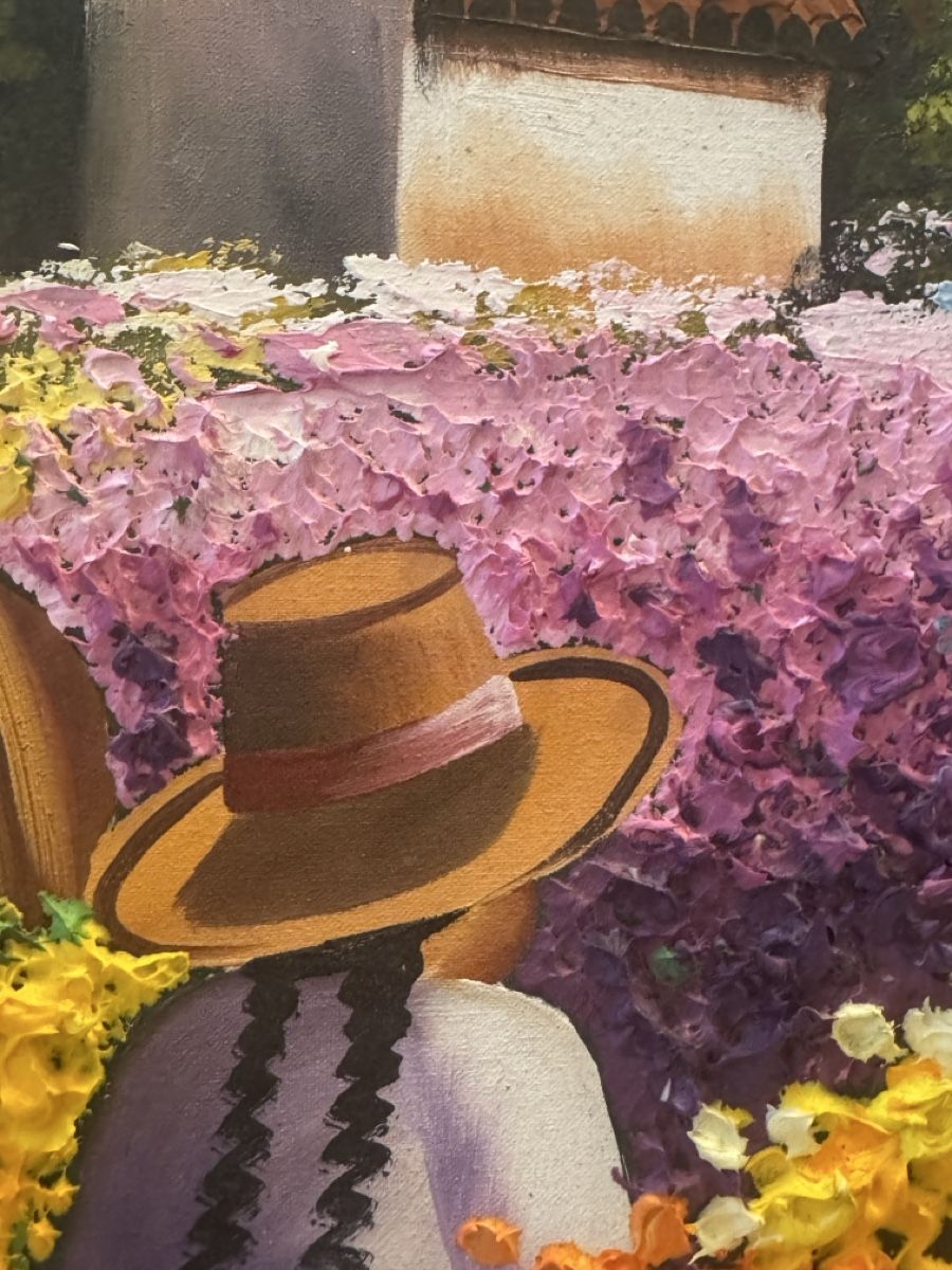 Dipinti: Ölgemälde "Blumenpflücker" von E. Miranda, Vintage Zustand – Usato da Horw venduto da abc_b5tj 1