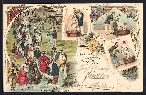 Cartes postales: Litho Kneipp-Kurgäste beim Wassertreten – D'occasion à Berlin par bartko-reher