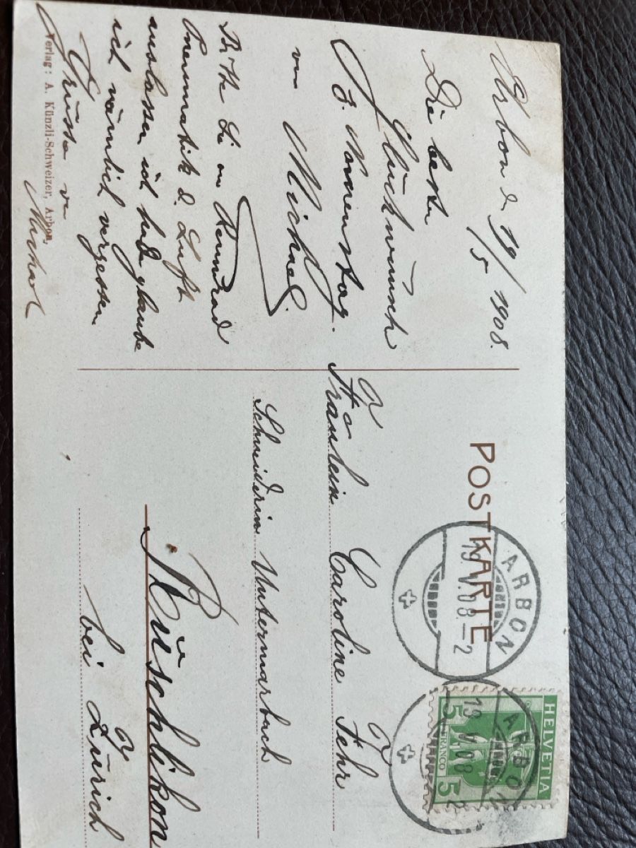 Cartoline postali: Arbon vom Bergli aus gesehen, gelaufen 1908 – Usato da Goldach venduto da zebi02 1