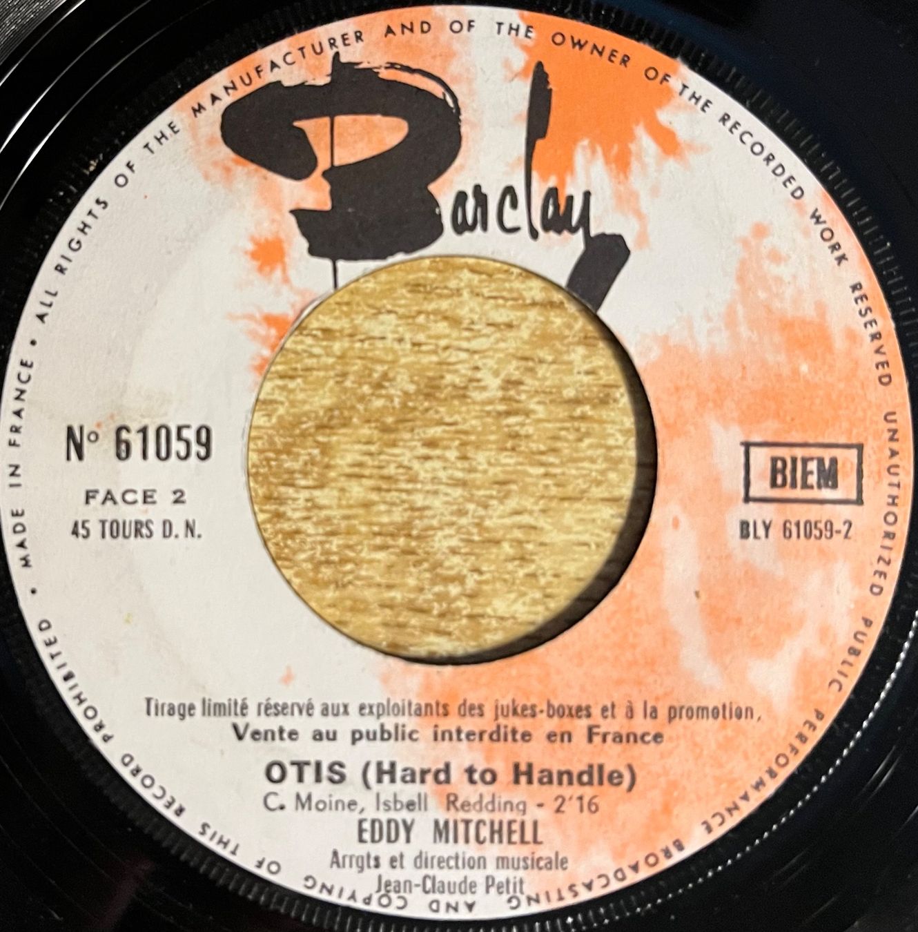 Dischi in vinile: EDDY MITCHELL - SEULS LES ANGES ONT DES AILES / OTIS – Usato da Bussigny venduto da vinyl-pas-cher 3