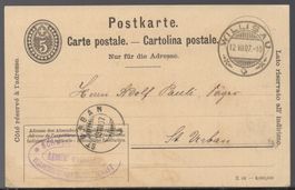 PK 5 Rp.  WILISAU,12.VII.07   Zudruck: Schw. Mobiliar - Vers