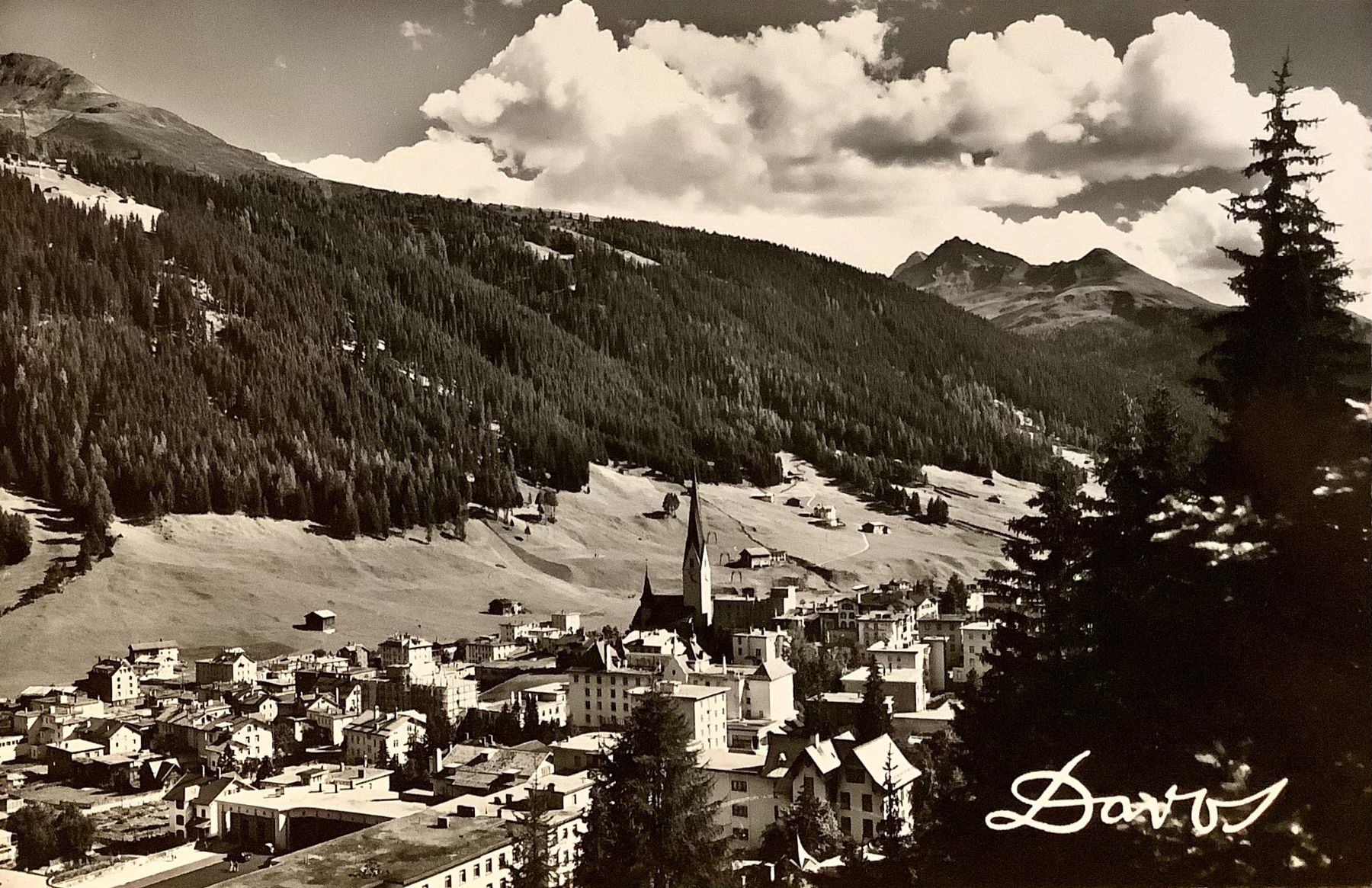 Cartoline postali: 1963 - DAVOS-PLATZ gegen das Aelplihorn - Engadin – Usato da Root venduto da ENGLAND-TREASURES 1
