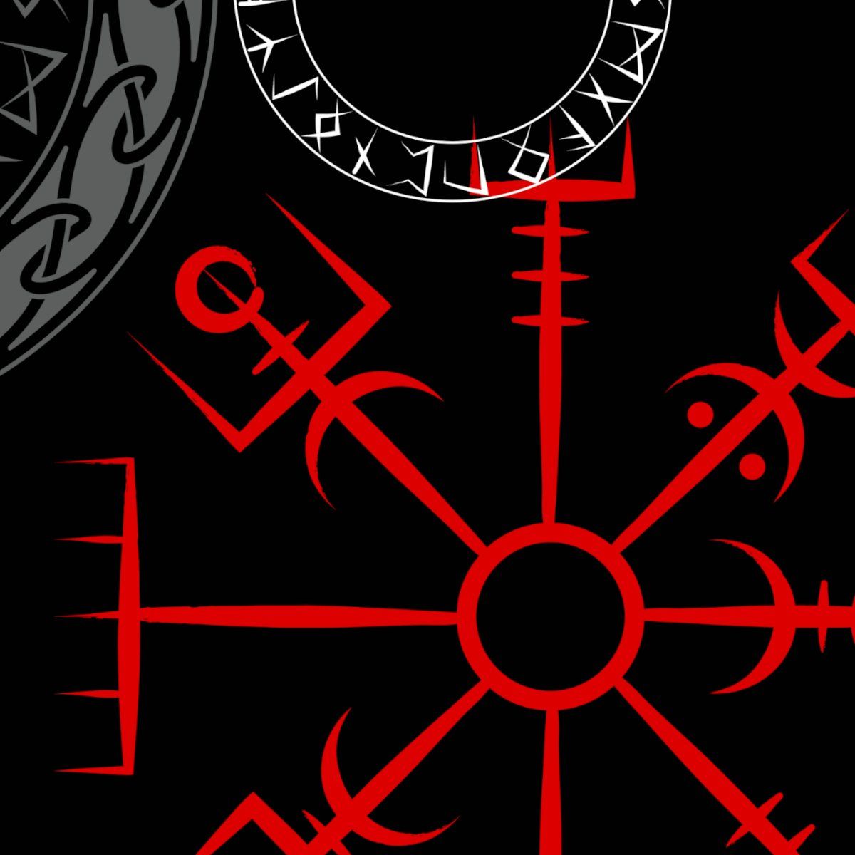 Tessuti: Jersey Runen "Valhalla" rot schwarz Stoff je m – Nuovo e nell'imballaggio originale da Wiesenberg venduto da mountain-merch 5