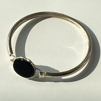 antikes Silberarmband mit Obsidian Onxy