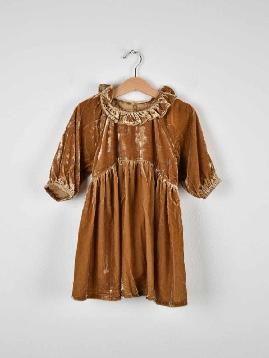 Vestiti & Gonne: Noralee Samtkleid, neu, Gr.104, braun/gold – Nuovo (secondo la descrizione) da Nürensdorf venduto da 2ND_STORY