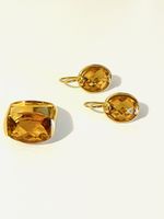 Citrine Ring & Earrings Set 750 18k Gold