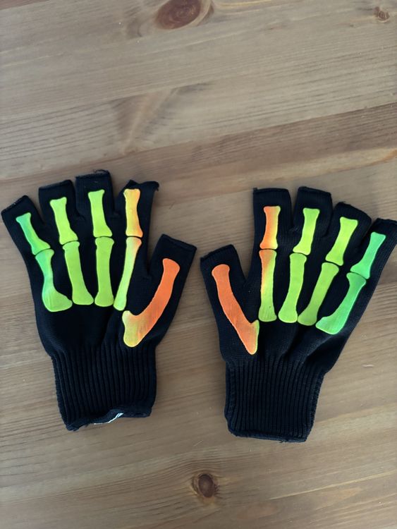 Beistle Nite Glo Skelett-Handschuhe – Lime/schwarz – Gruselig Leuchtend Für Halloween