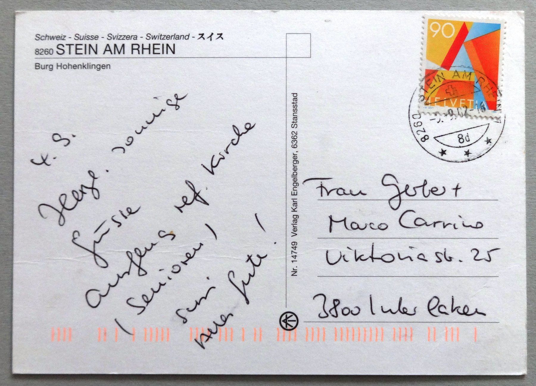 Cartoline postali: Stein am Rhein – Usato da Fétigny venduto da Billy2miny 1
