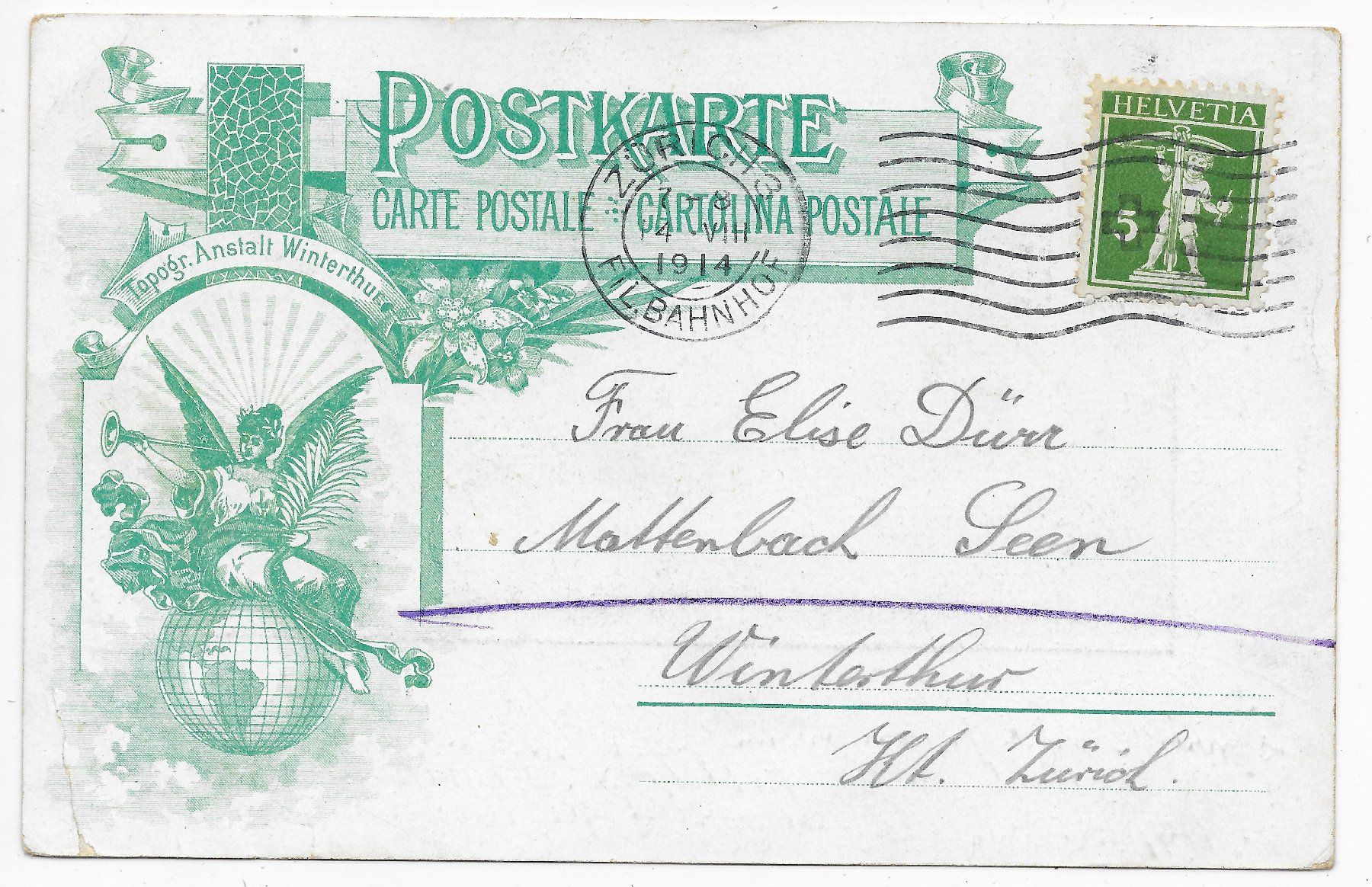 Cartoline postali: Ansicht von Engelberg um 1914 – Usato da Hefenhofen venduto da Richsalz 1